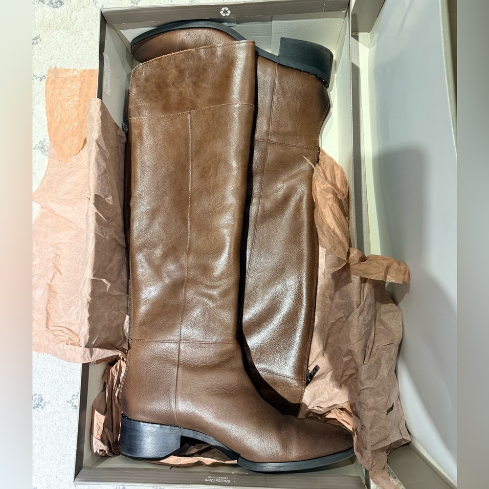 Franco Sarto Brown Leather Knee-High Heeled Boots